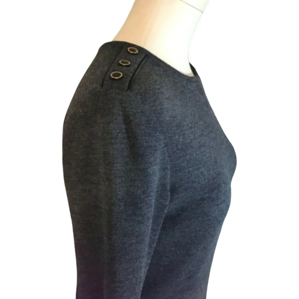 Tory Burch Vienna Gray Wool Long Sleeve Dress Size XS